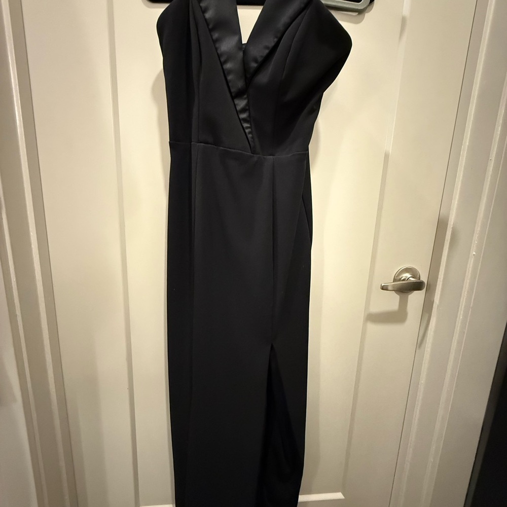 Betsy & Adam Black Strapless Gown - Picture 5 of 6